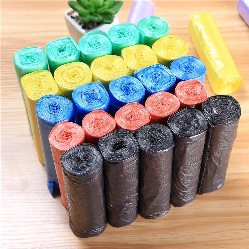 45*50cm Disposable Point-Break Flat Mouth Garbage Bag with Rolls New Material Thickeneded and Strong Home Kitchen Colorful