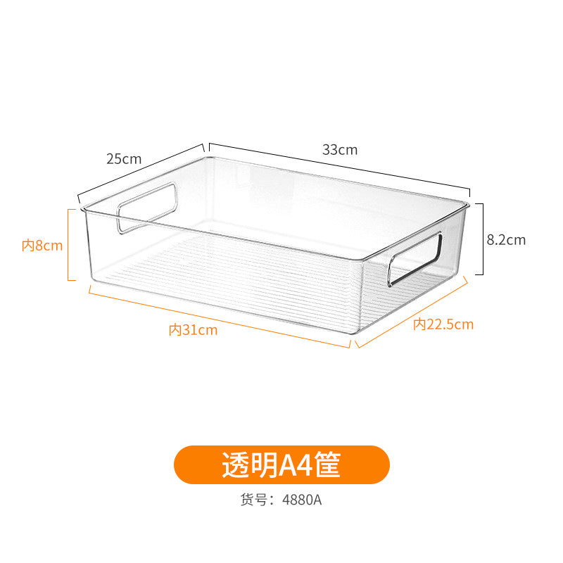 Storage Box PET Transparent Acrylic Rectangular Cosmetic Station Snack Kitchen Sundries Storage Box with Lid