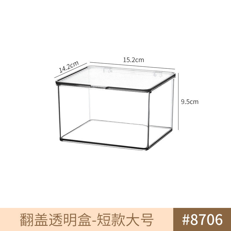 Storage Box PET Transparent Acrylic Rectangular Cosmetic Station Snack Kitchen Sundries Storage Box with Lid