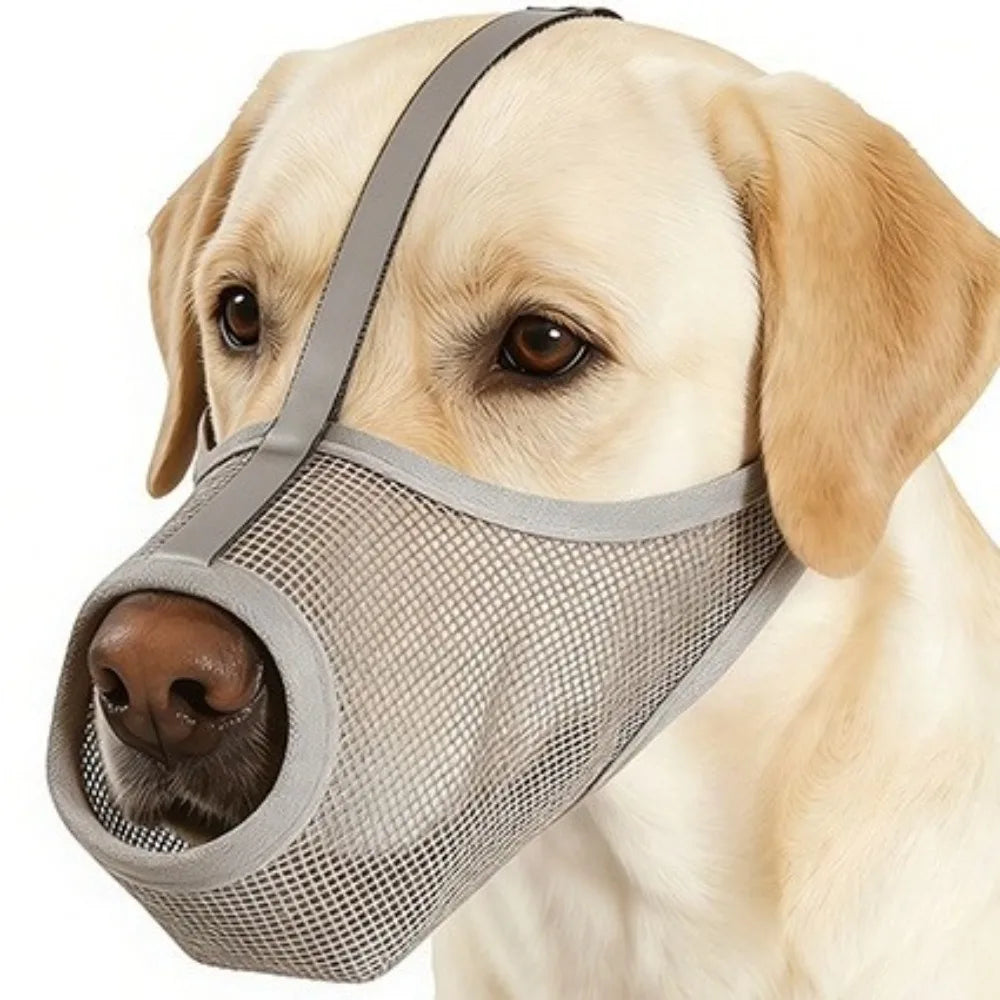 Safe Breathable Mesh Dog Muzzle Washable PVC Dog Face Cover Adjustable Strap Puppy Mouth Cover Large Dogs