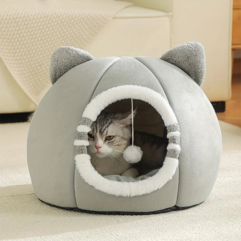 Cartoon Cat Bed Sleeping Dog Basket Tent Puppy Cave Sofa Pet Bed Small and Medium Cats House Cozy Kitten Cave Cushion