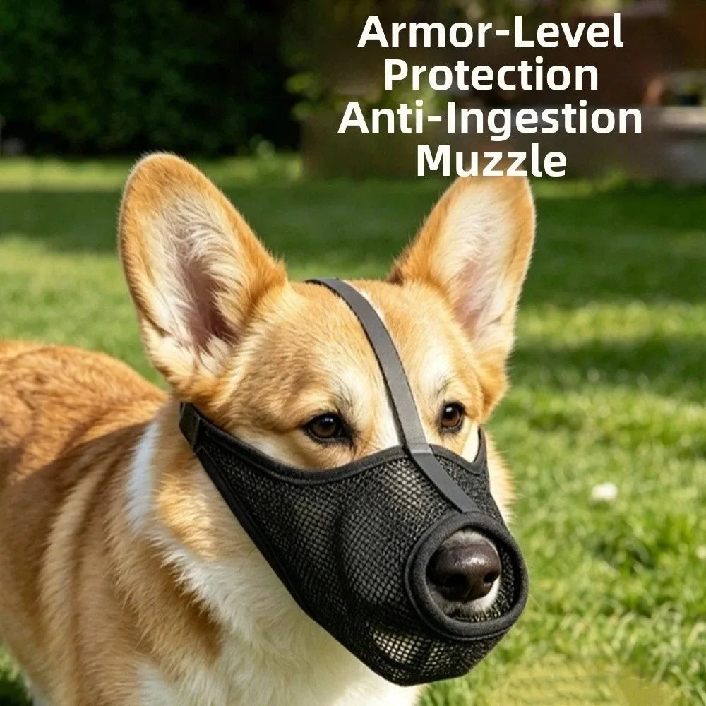 Safe Breathable Mesh Dog Muzzle Washable PVC Dog Face Cover Adjustable Strap Puppy Mouth Cover Large Dogs