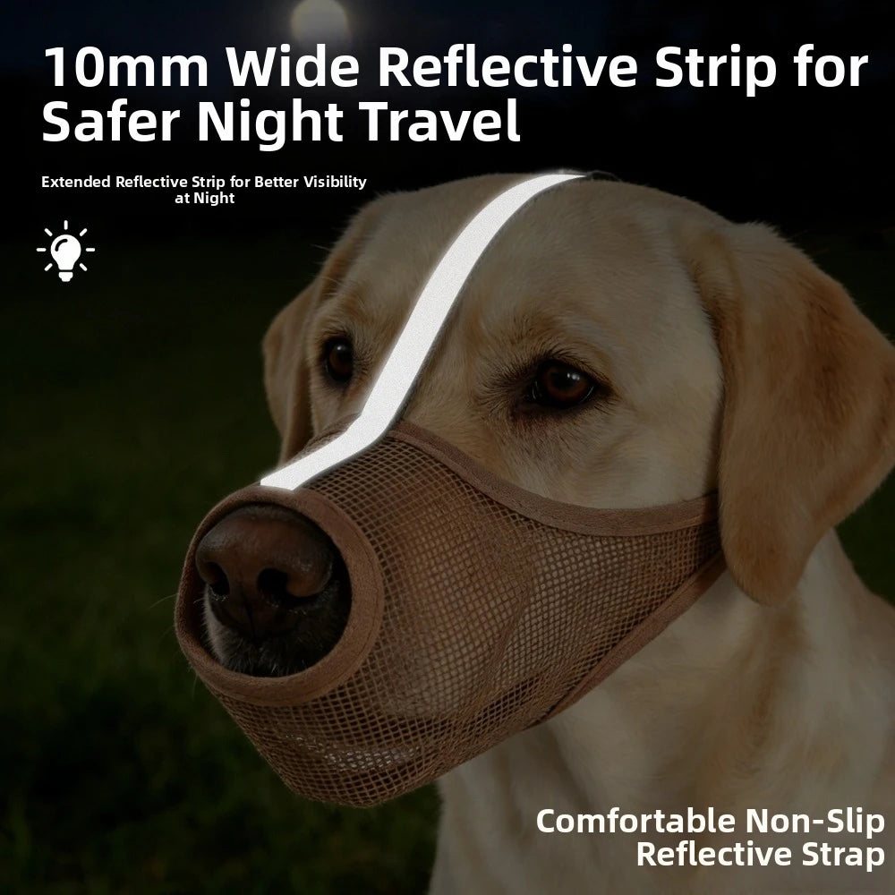 Safe Breathable Mesh Dog Muzzle Washable PVC Dog Face Cover Adjustable Strap Puppy Mouth Cover Large Dogs