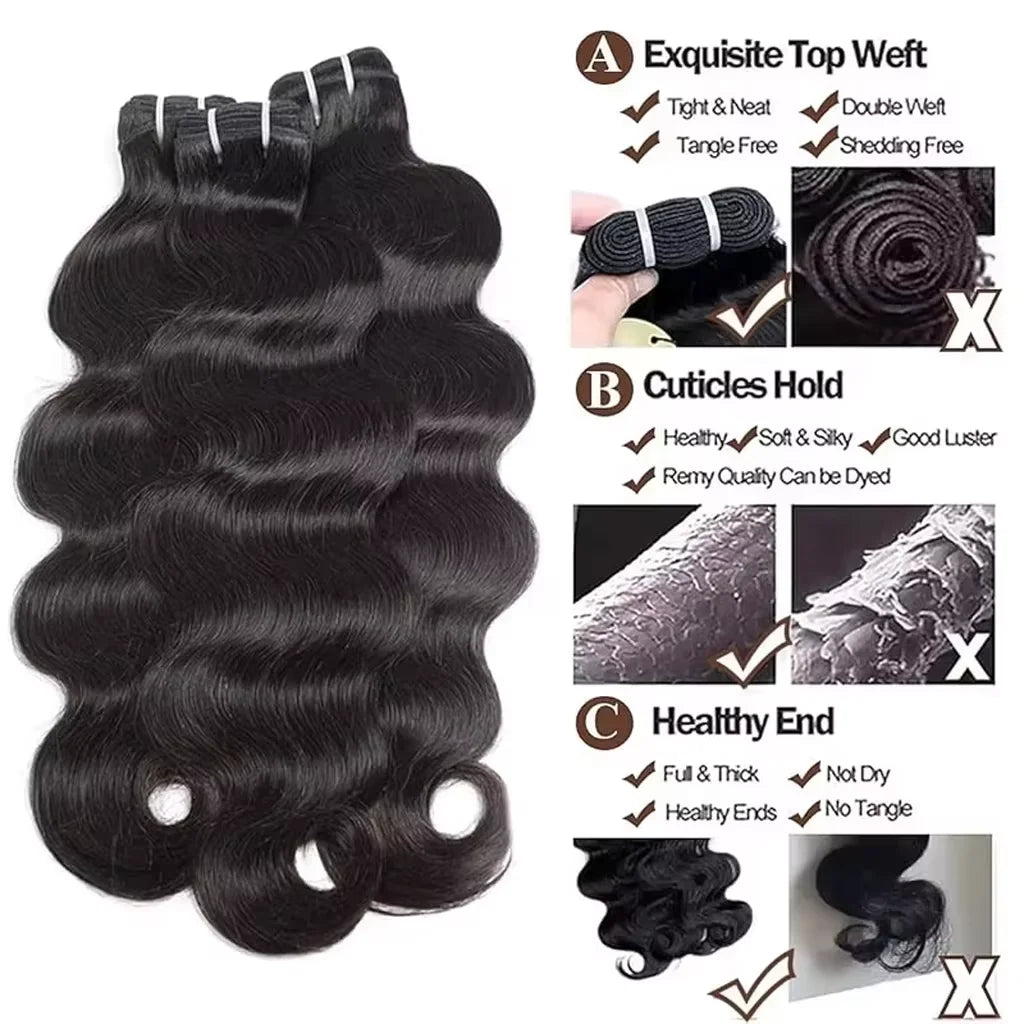 24 26 28 30 Inch Body Wave Bundles 100% Human Hair Brazilian 16A Remy Weave Raw Hair Unprocessed Double Weft Human Hair Bundles Extensions