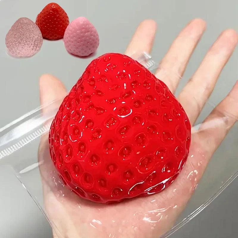 2A-Big Strawberry Squeeze Taba Squishy Toy Kawaii Red Pink Squishies Fidget Toy Fruits Vegetables Soft Girl Birthday Gift Toy9