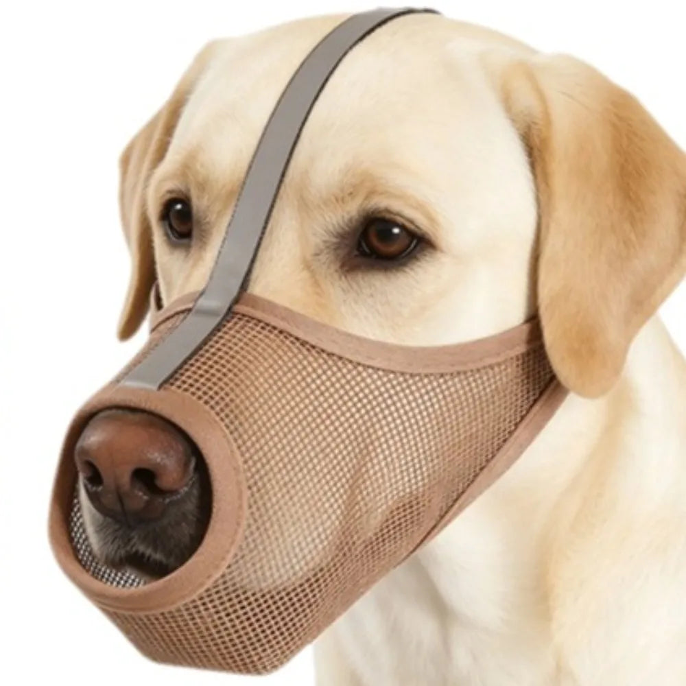 Safe Breathable Mesh Dog Muzzle Washable PVC Dog Face Cover Adjustable Strap Puppy Mouth Cover Large Dogs