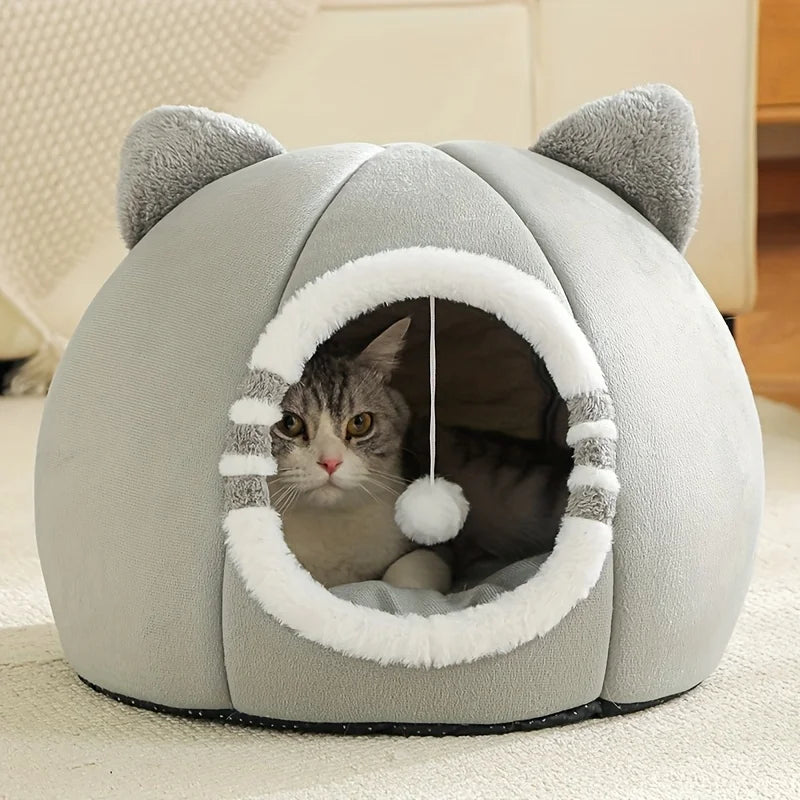 Cartoon Cat Bed Sleeping Dog Basket Tent Puppy Cave Sofa Pet Bed Small and Medium Cats House Cozy Kitten Cave Cushion