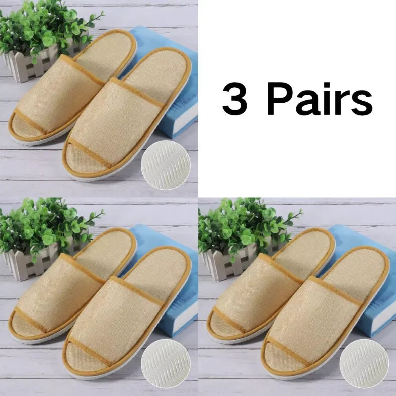 3 Pairs/Set Closed Toe Non-slip Hotel Slippers High Quality Disposable Hotel Bathroom Slippers Indoor Guest Travel Slippers Hot