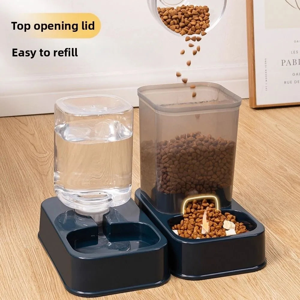 1.2L/1.5L Pet Automatic Feeder Large Capacity 2 Styles Cat Dog Water Dispenser Feeder Set Plastic 3 Colors