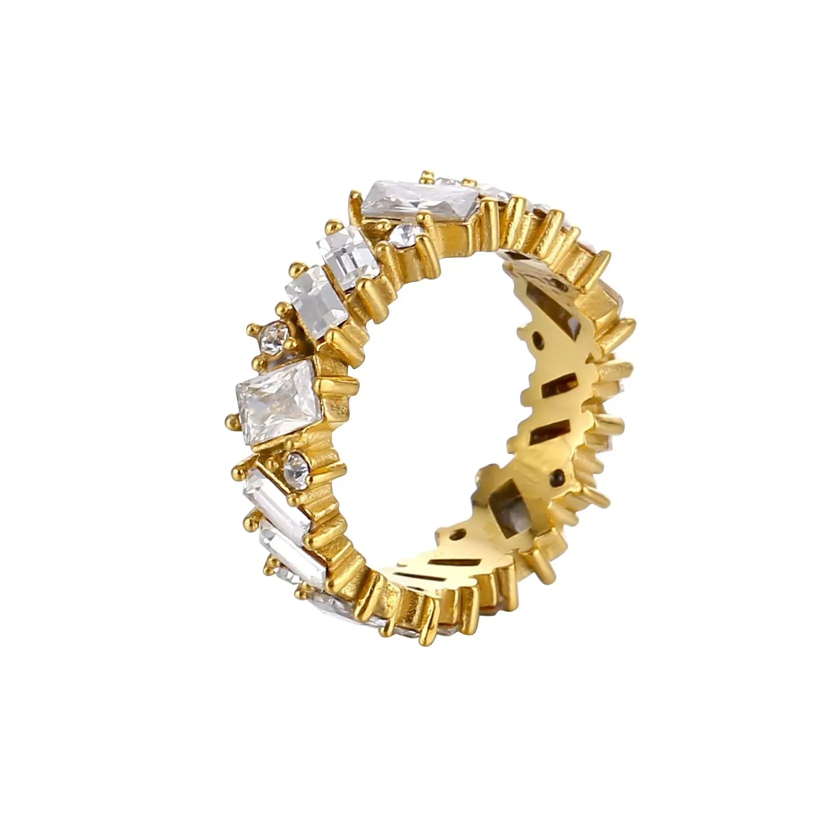 Stainless Steel Ring for Women Inlaid Zircon Rings Waterproof Romantic Fashion Jewelry