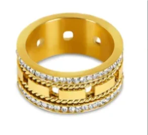 Stainless Steel Ring for Women Inlaid Zircon Rings Waterproof Romantic Fashion Jewelry