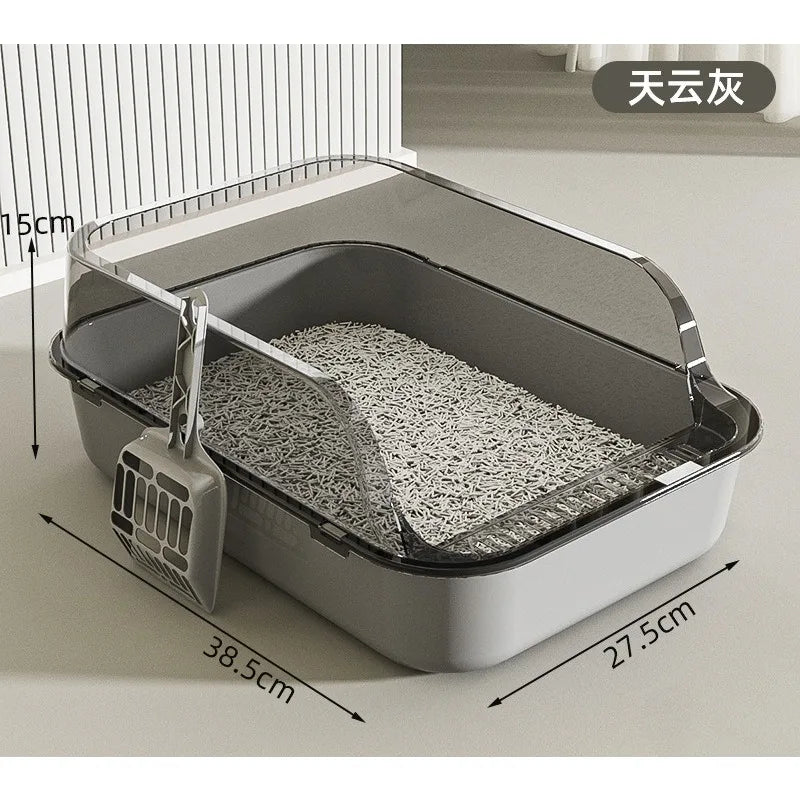 Anti Tracking Semi‑Enclosed Cat Litter Box Odor Control Pet Toilet with Detachable Scoop for Indoor Cats