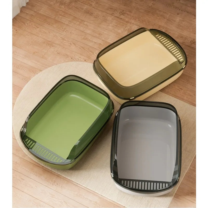 Anti Tracking Semi‑Enclosed Cat Litter Box Odor Control Pet Toilet with Detachable Scoop for Indoor Cats
