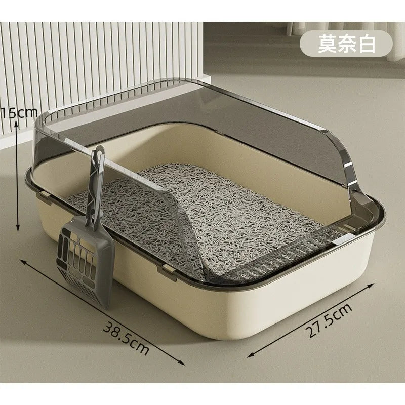 Anti Tracking Semi‑Enclosed Cat Litter Box Odor Control Pet Toilet with Detachable Scoop for Indoor Cats