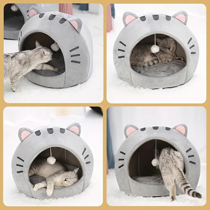 Cartoon Cat Bed Sleeping Dog Basket Tent Puppy Cave Sofa Pet Bed Small and Medium Cats House Cozy Kitten Cave Cushion